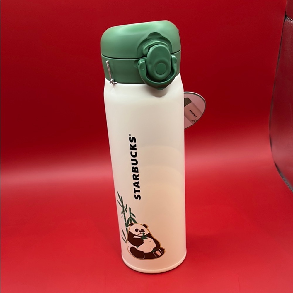 Authentic Chinese Starbucks Green and White Panda Bottle